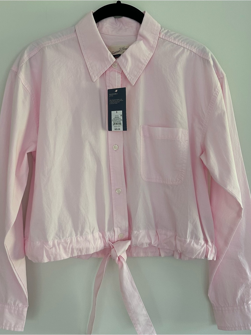 Universal Thread Light Pink Tie-Front Button Down Shirt - Picture 2 of 7